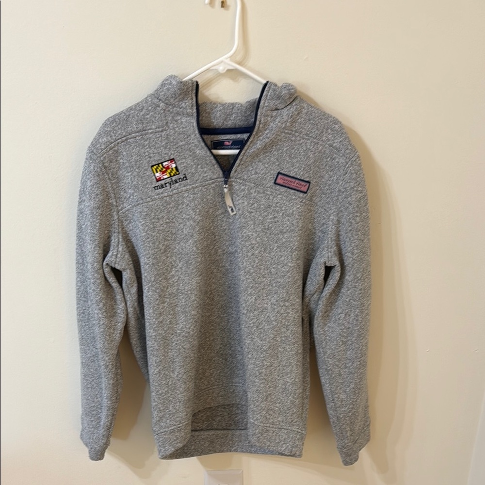Vineyard Vines Heather Gray Zip-Up Sweater